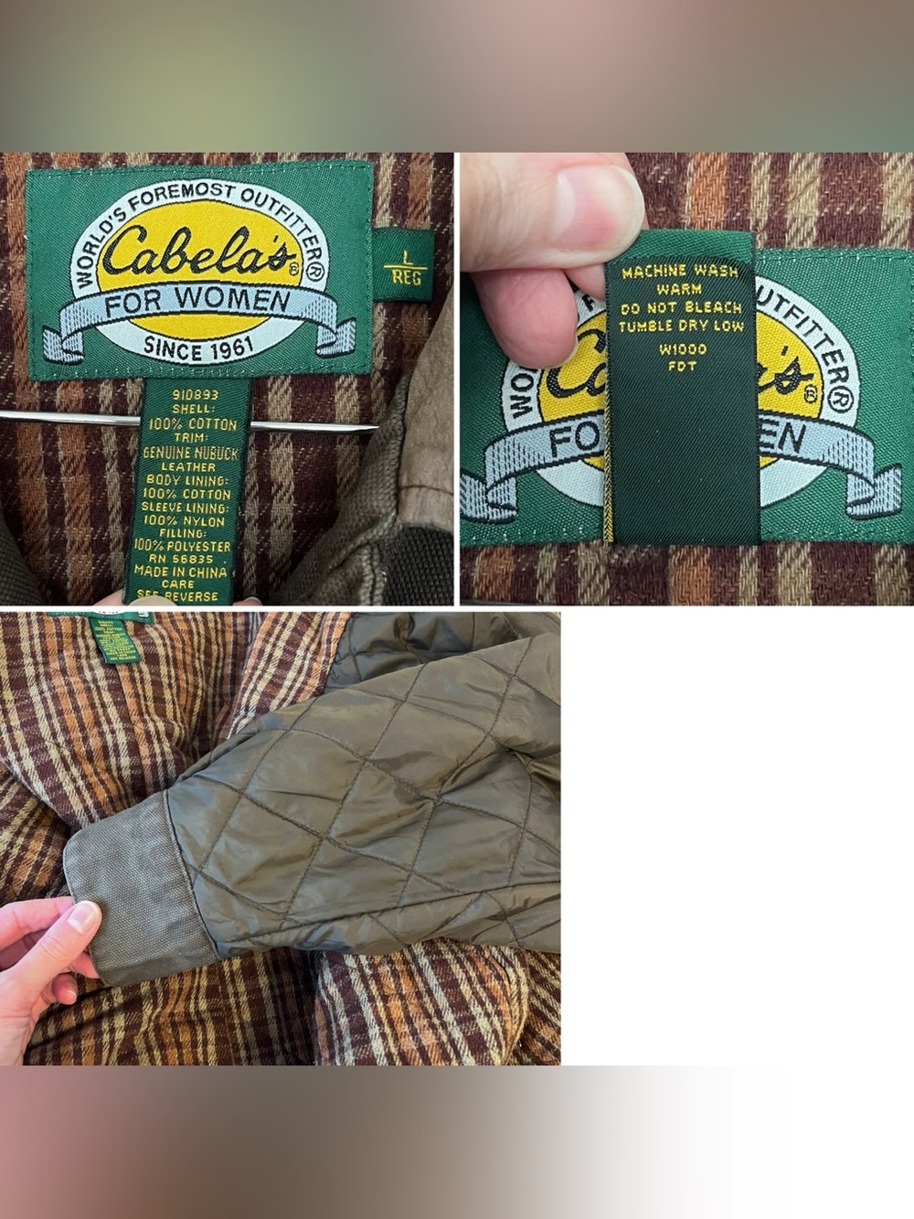 VTG Cabelas Chore Barn Coat Cotton Canvas Field Jacket Thick Size Large Brown - Picture 12 of 15